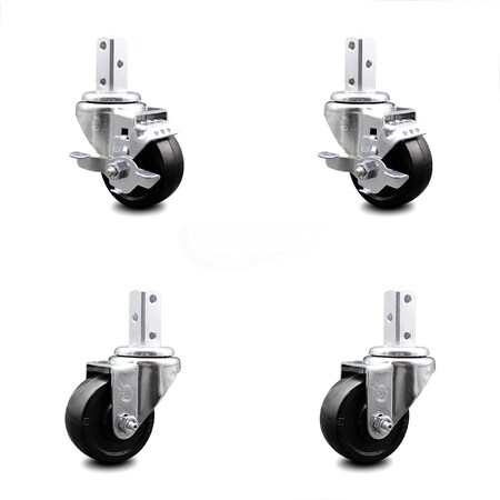 Service Caster 3.5 Inch Soft Rubber Wheel Swivel 3/4 Inch Square Stem Caster Brakes SCC, 2PK SCC-SQ20S3514-SRS-TLB-34-2-S-2